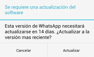 actulizacion whatsapp 14 dias