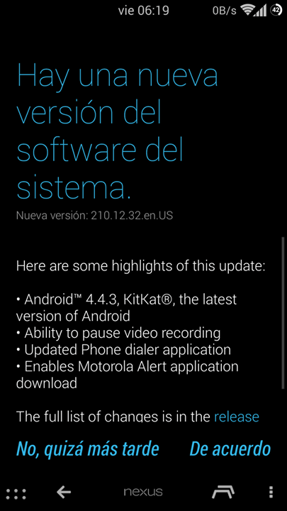 Android 4.4.3 Moto G Colombia