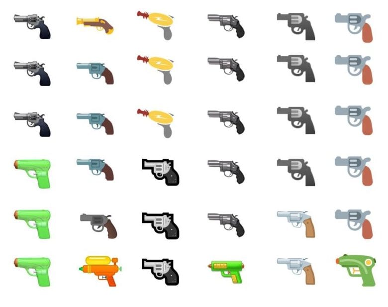 Microsoft es la única compañía que tiene vigente el emoji de la pistola