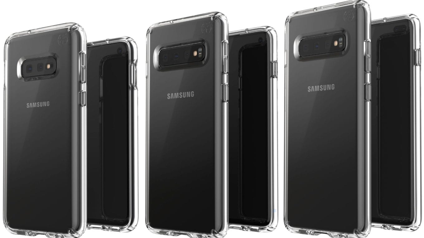 Filtran imagen que muestra las tres variantes del Samsung Galaxy S10