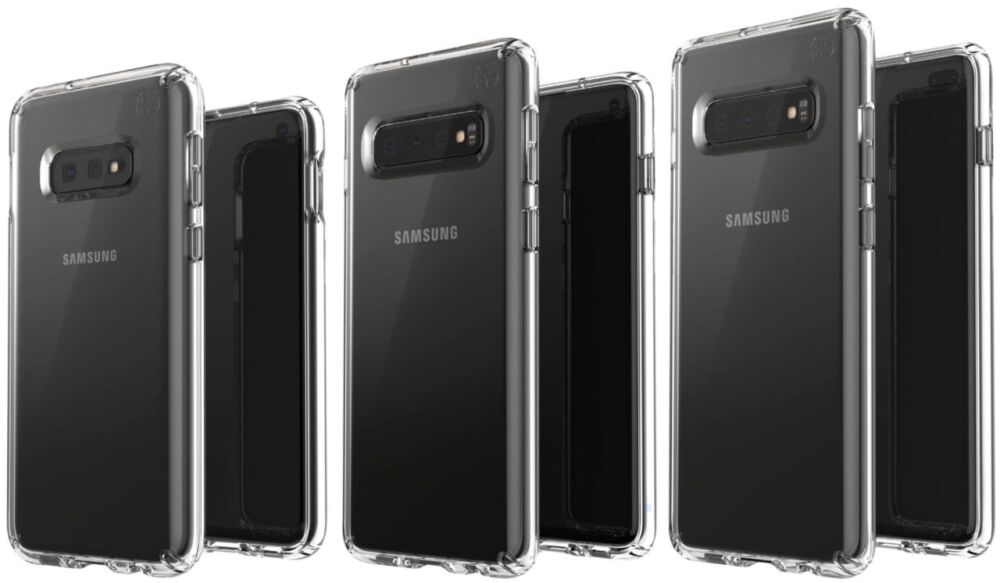 Filtran imagen que muestra las tres variantes del Samsung Galaxy S10